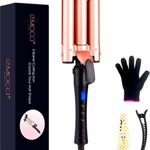 BRAND: EMOCCI 3 Barrel Curling Iron Professional Tourmaline Ceramic Hair Curler.